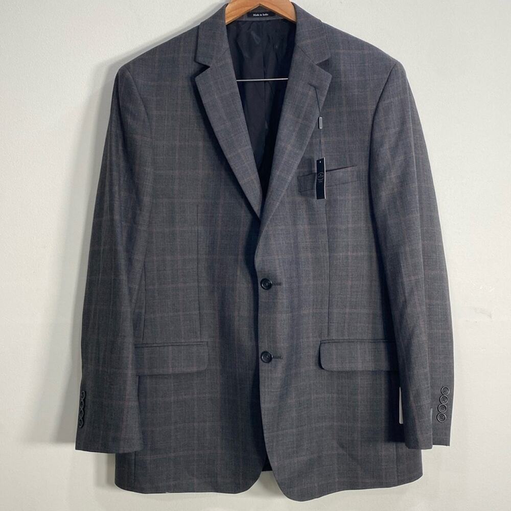 Pronto Uomo 44L  Plaid Wool Blend Blazer/Sport Coat Retail $345